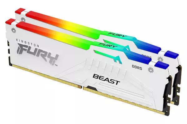 Kingston Fury Beast RGB 64GB (2x32GB) | Memoria RAM DDR5 6000MHz CL40 Blanca