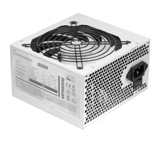 Mars Gaming MPIII850 Fuente Alimentación PC ATX 850W 5 Años Garantía 85% Eficiencia Ai-rpm Blanco