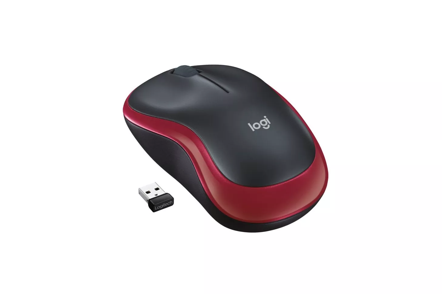 Logitech M185 Ratón Inalámbrico 1000 DPI Negro/Rojo