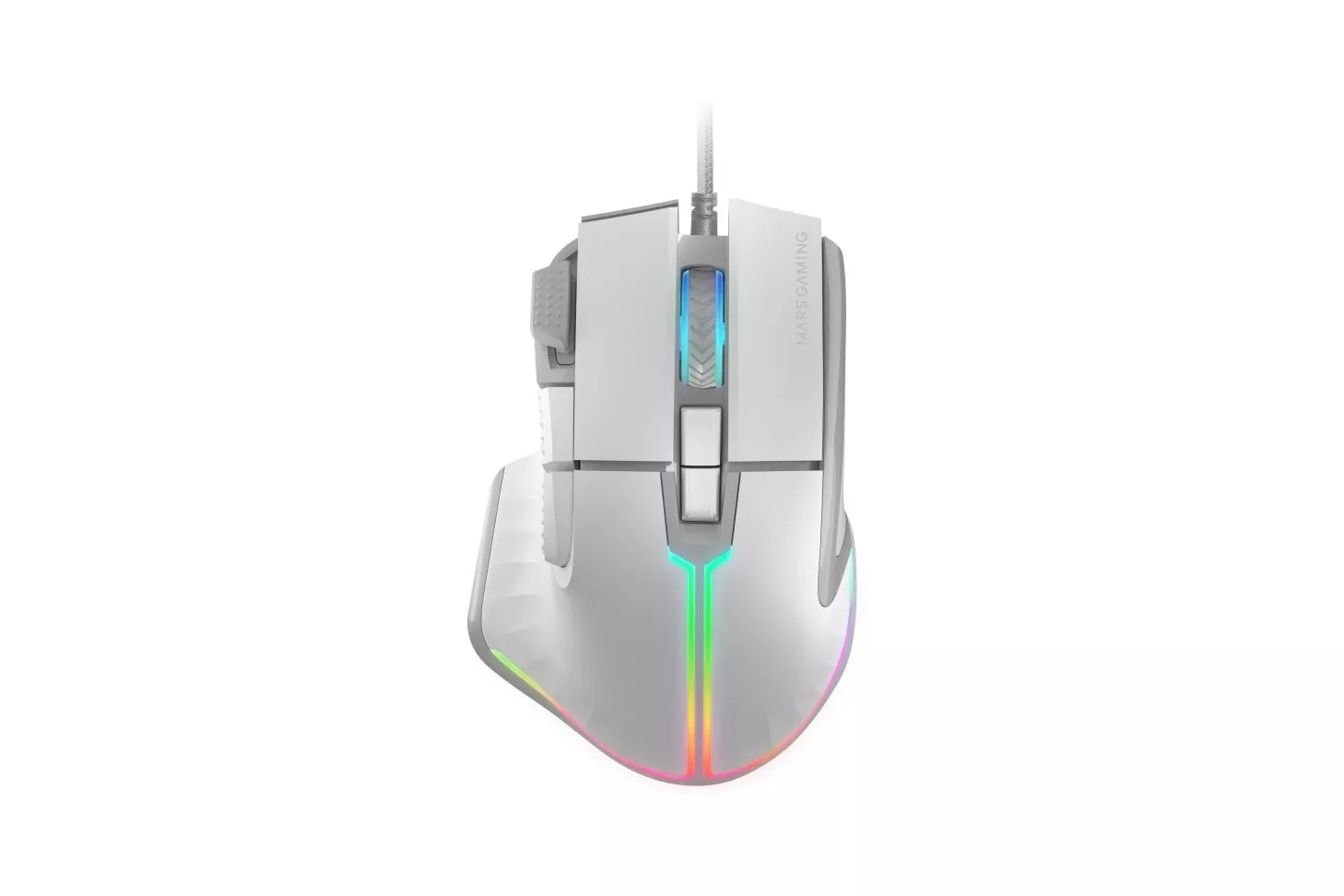 Mars Gaming MM-XT Ratón Gaming RGB Ergonómico con Reposa Pulgar 12800DPI Switches Huano Blanco