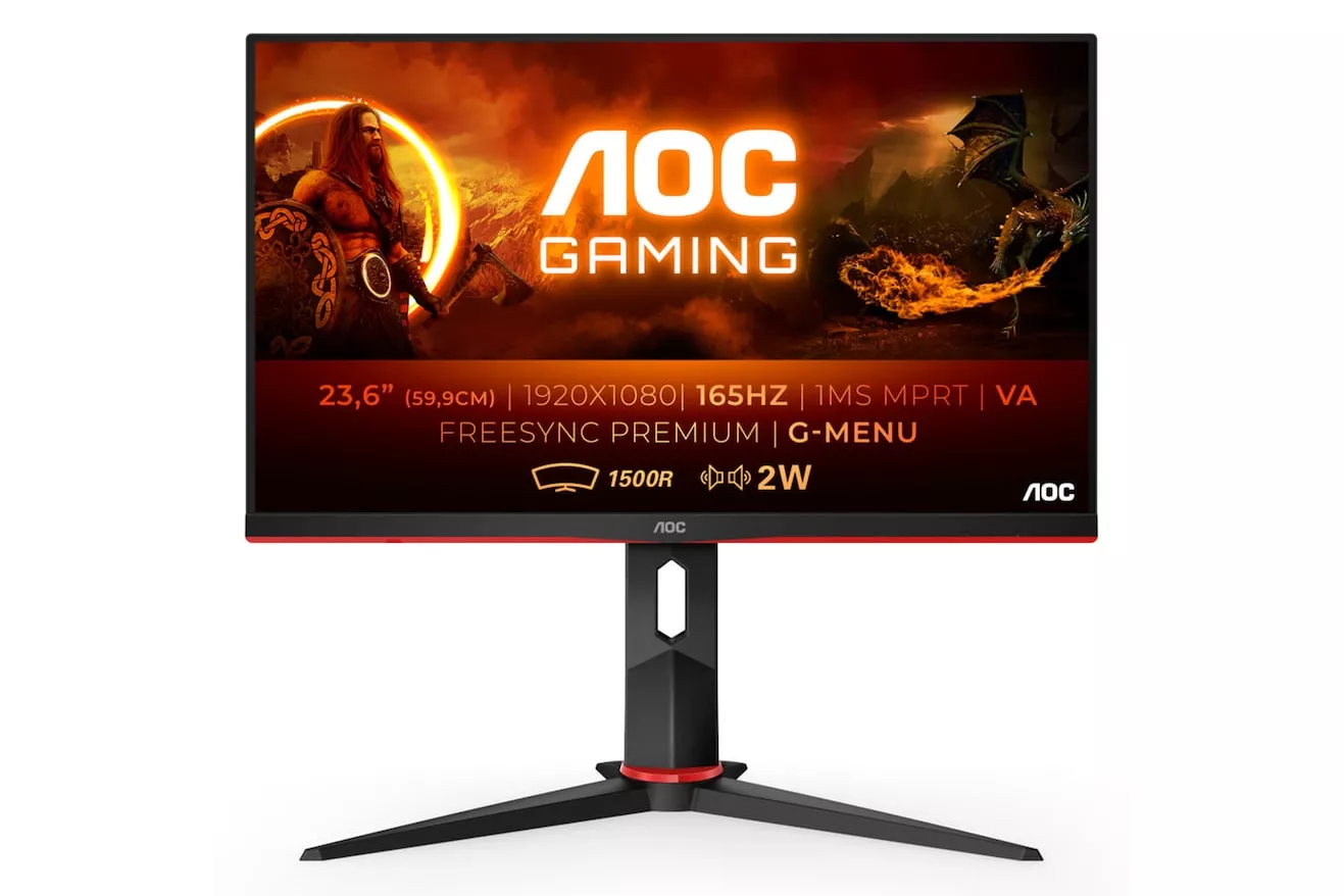 Aoc - Monitor PC Gaming 59,9 cm (23,6') AOC C24G2AE/BK, 165Hz, Curvo Full HD, FreeSync Premium (Reacondicionado a estrenar).