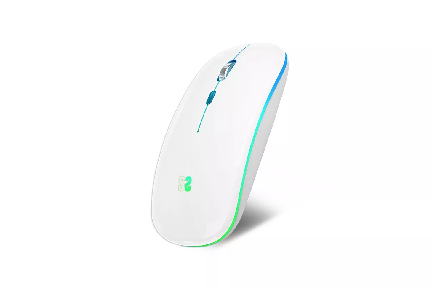 Subblim LED Dual Flat Mouse Ratón Óptico Inalámbrico RGB 1600DPI Blanco