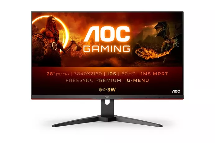 Aoc - Monitor PC Gaming 28' (71,1 cm) AOC U28G2AE/BK 60 Hz, UHD IPS, FreeSync (Reacondicionado grado A).