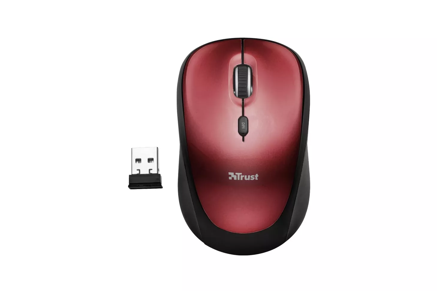 Trust Yvi Wireless Ratón Inalámbrico 1600DPI Rojo