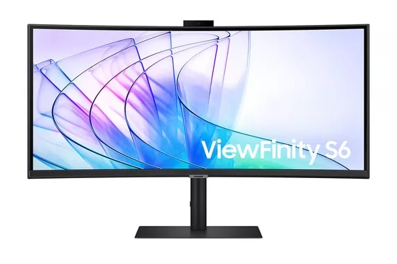 Samsung - Monitor PC curvo 34' (86,3 cm) Samsung Profesional ViewFinity S6, UWQHD, 100 Hz, con Webcam, HDR10, FreeSync (Reacondicionado grado C).