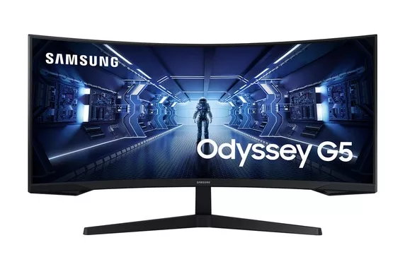 Samsung - Monitor PC Gaming curvo 86,36 cm (34') Samsung Odyssey G5, 165Hz, Ultra WQHD 21:9, AMD FreeSync Premium (Reacondicionado grado A).