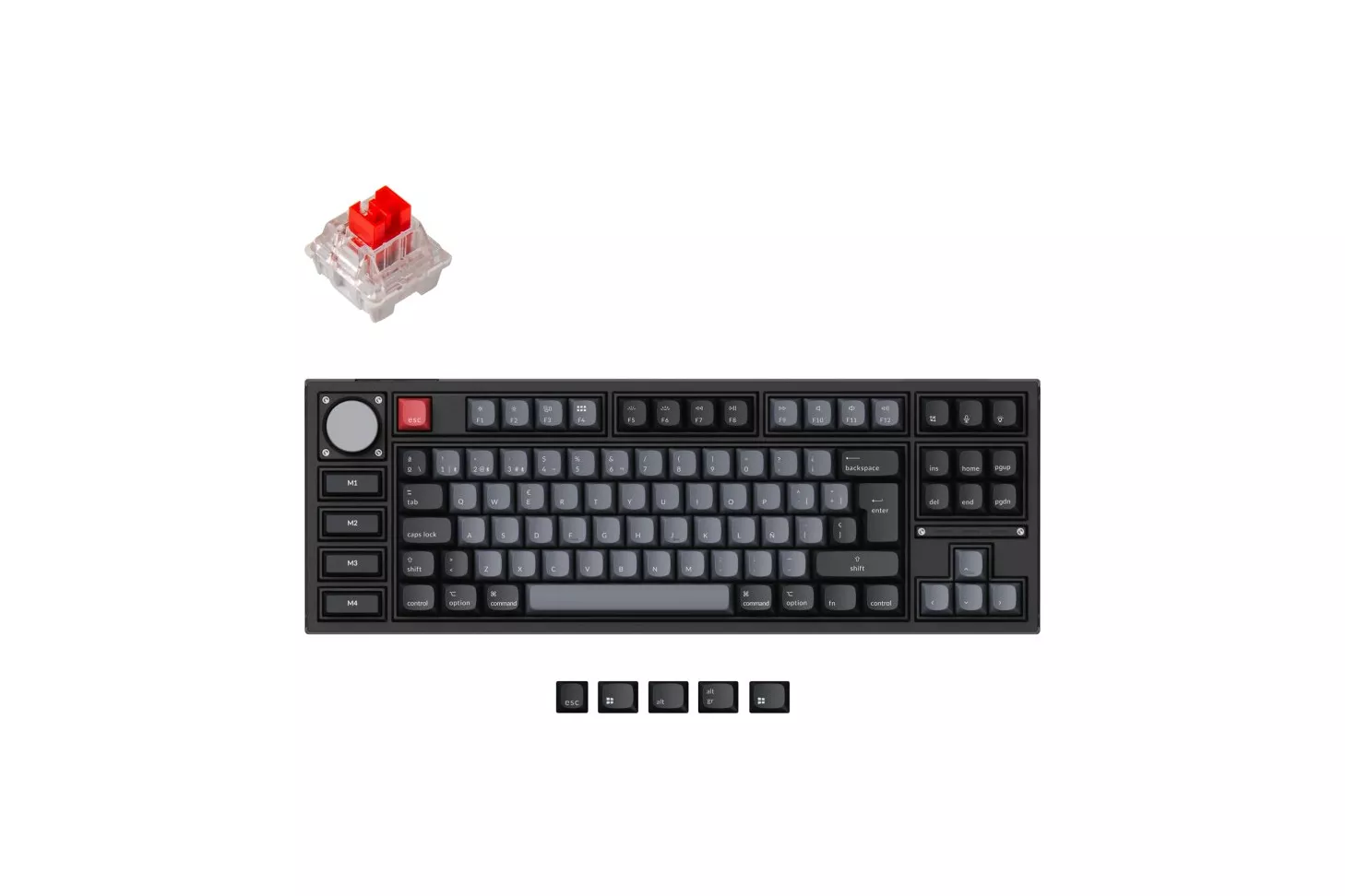 Keychron Q3 Pro QMK/VIA Teclado Mecánico Inalámbrico Fully Assembled Knob Carbon Black K Pro Red