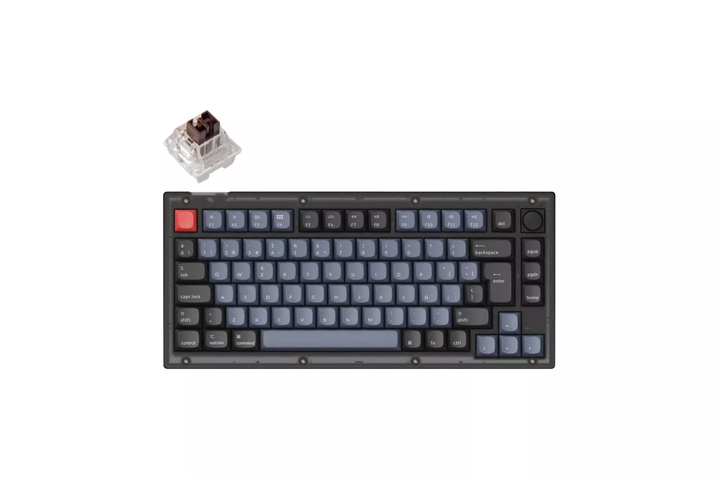 Keychron V1 QMK Teclado Mecánico Fully Assembled Knob Frosted Black K Pro Brown