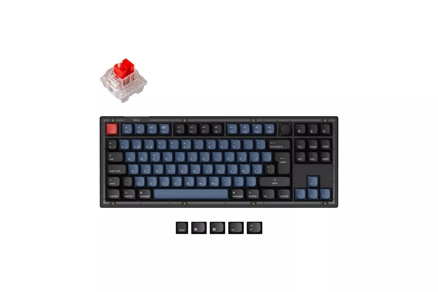 Keychron V3 QMK Teclado Mecánico Fully Assembled Knob Frosted Black K Pro Red