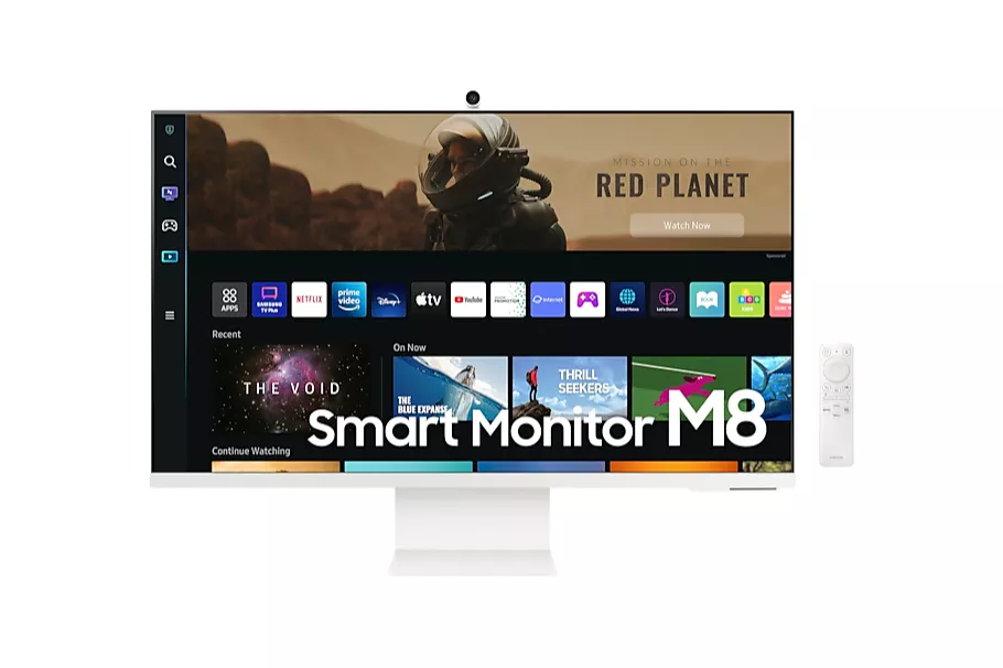 Samsung - Monitor PC 81,28 cm (32') Samsung Smart Monitor M8 LS32CM80PUUXEN, 60 Hz, UHD 4K, Webcam Incluida y Smart TV Apps.