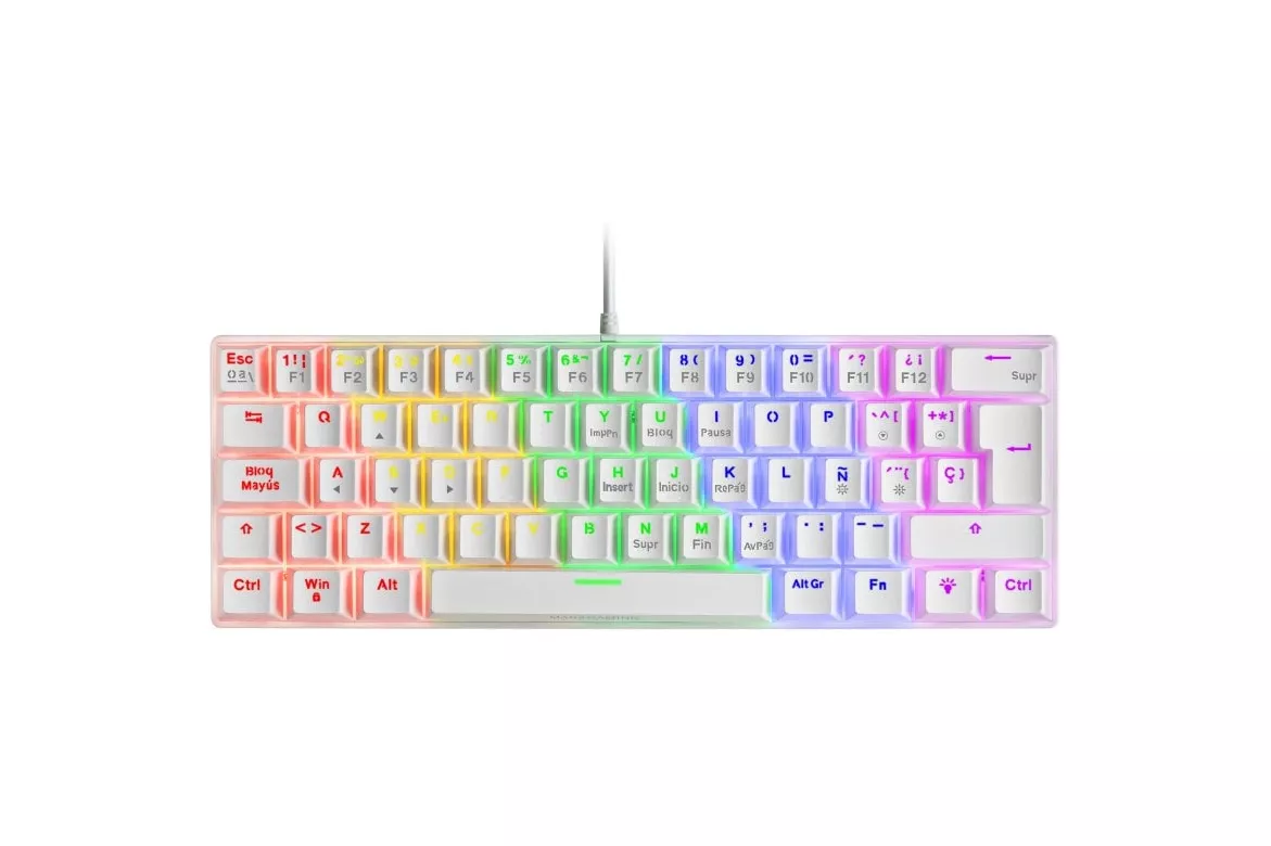 Mars Gaming MK60 Teclado Mecánico Blanco FRGB Switch Rojo Layout Español