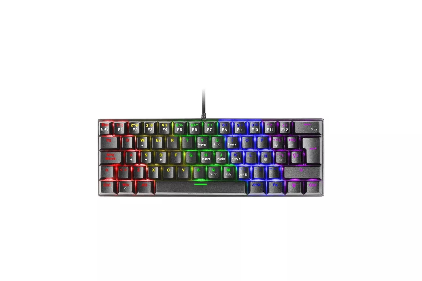 Mars Gaming MK60 Teclado Mecánico Negro FRGB Switch Rojo Layout Español