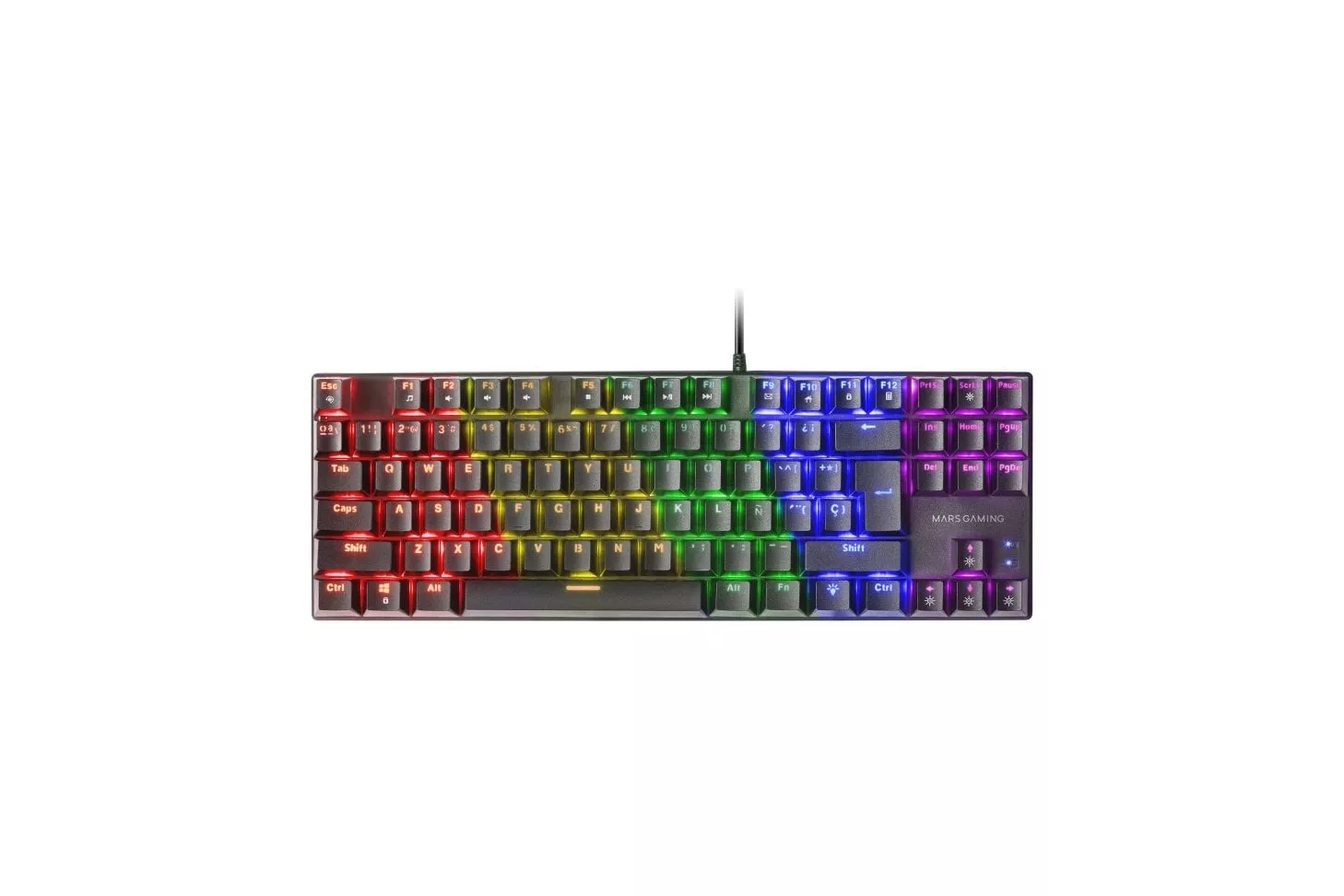 Mars Gaming MK80 Teclado Mecánico Negro FRGB Switch Marrón Layout Español