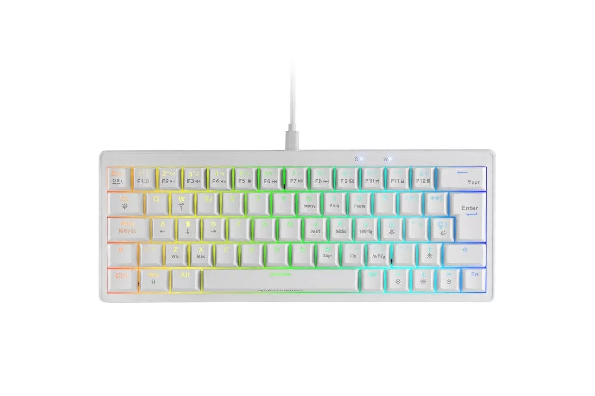 Mars Gaming MKMINIPRO Teclado Mecánico RGB 60% Switch Azul Blanco