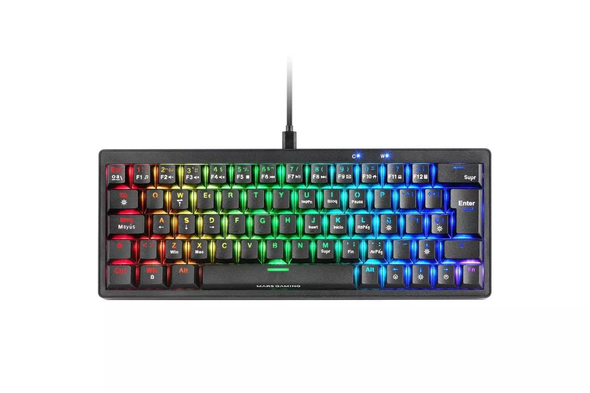 Mars Gaming MKMINIPRO Teclado Mecánico RGB 60% Switch Azul Negro