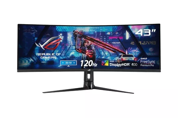 Asus - Monitor PC Gaming 109,2 cm (43') ASUS XG43VQ, 120 Hz, curvo WQHD 32:10, HDR 400, FreeSync Premium Pro y Adaptive-Sync (Reacondicionado a estrenar).