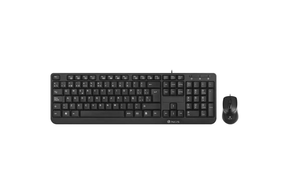 NGS Cocoa Kit Teclado Multimedia Qwerty Español + Ratón 1000 DPI USB Negro