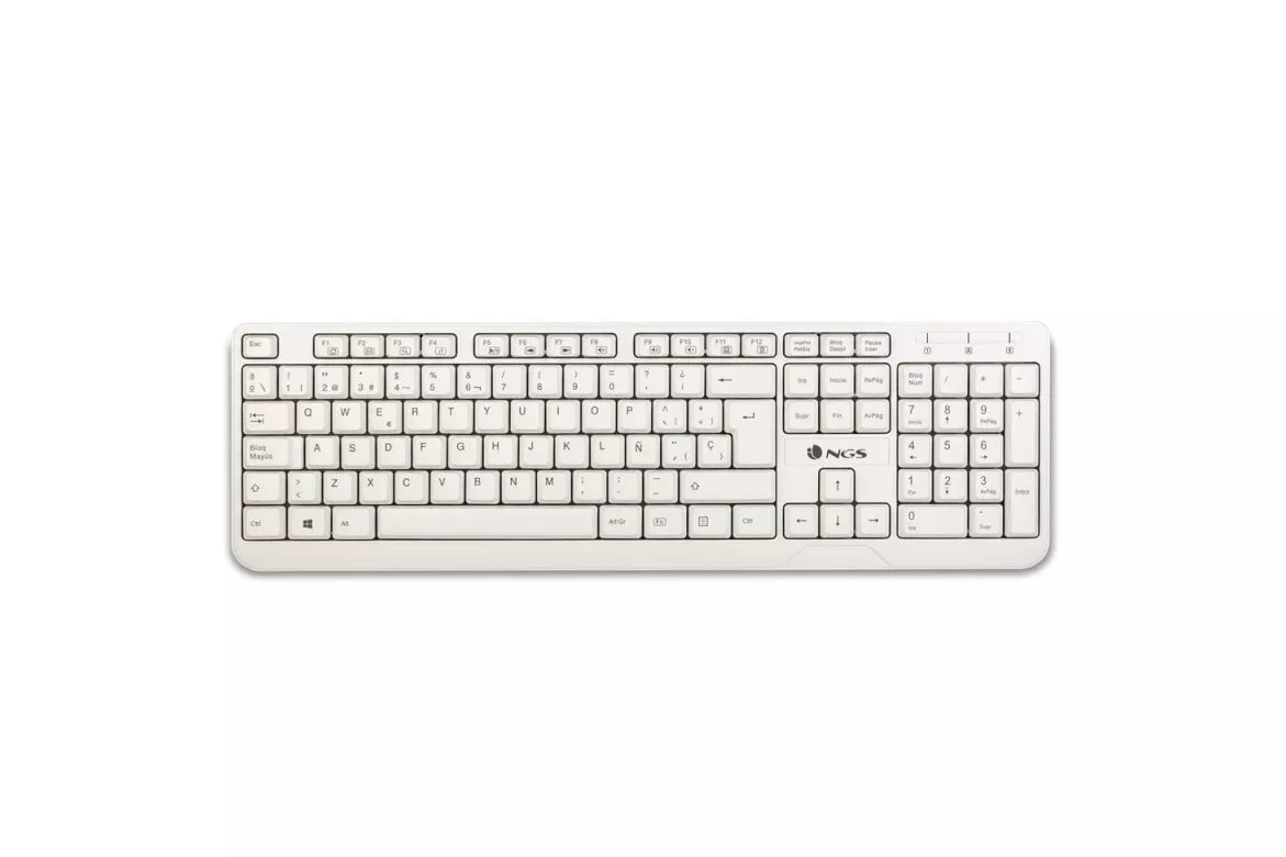 NGS Spike Teclado USB Multimedia Plug & Play 1.4m Qwerty Español Blanco