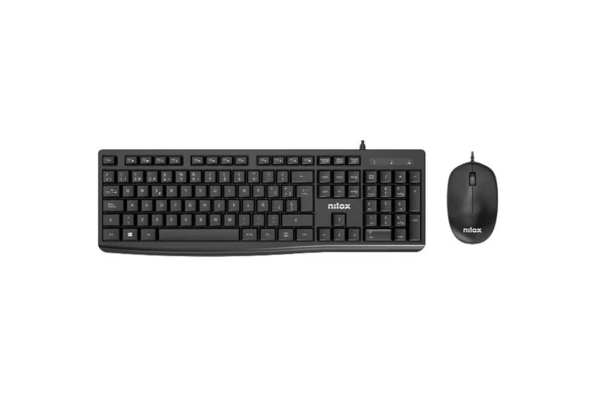 Nilox Combo de Teclado y Ratón con Cable Negro QWERTY Español