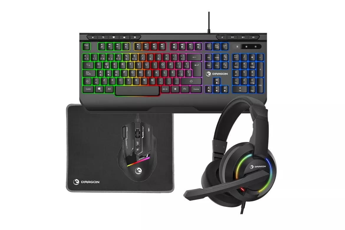 Prixton Dragon 4in1 Pack Teclado + Ratón + Auriculares + Alfombrilla Gaming