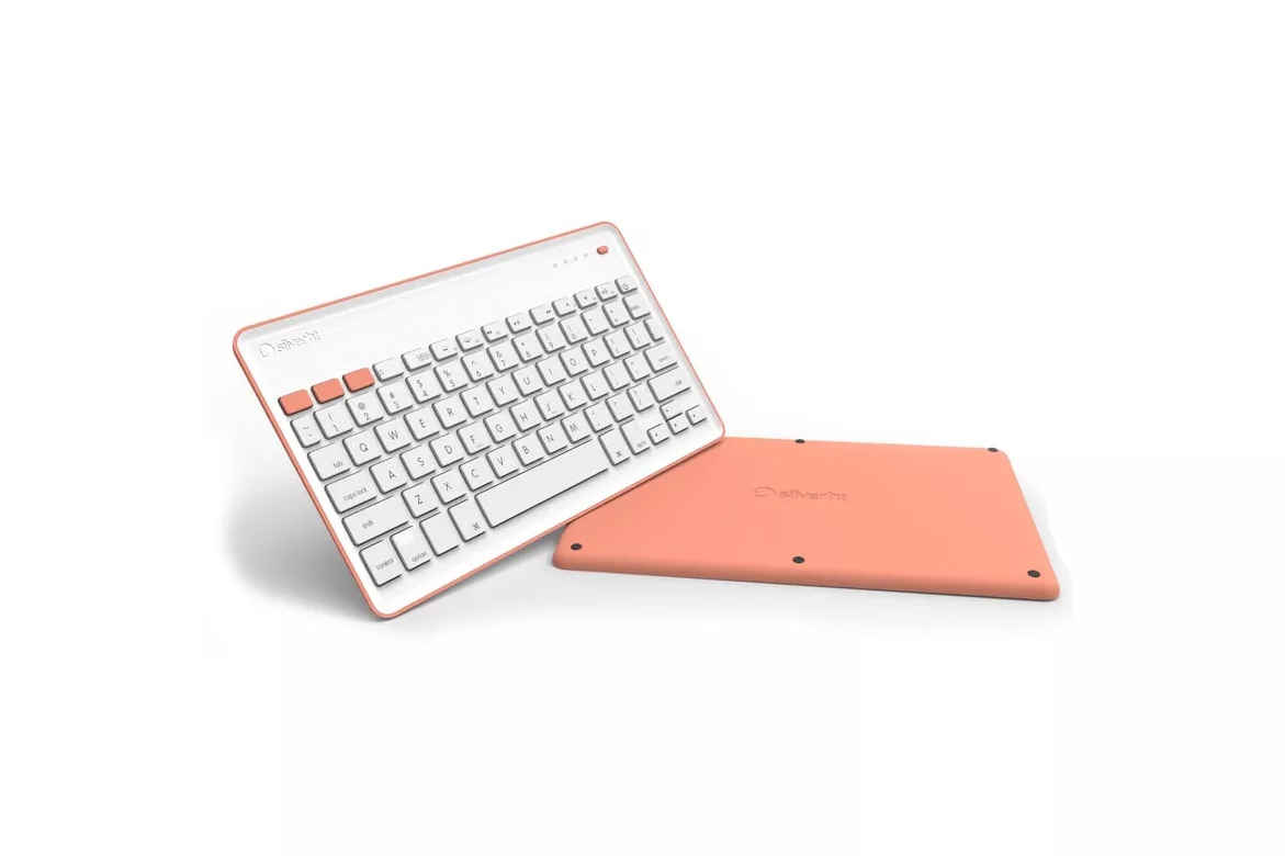 SilverHT Wireless BT Teclado Inalámbrico Naranja y Blanco para Tablets