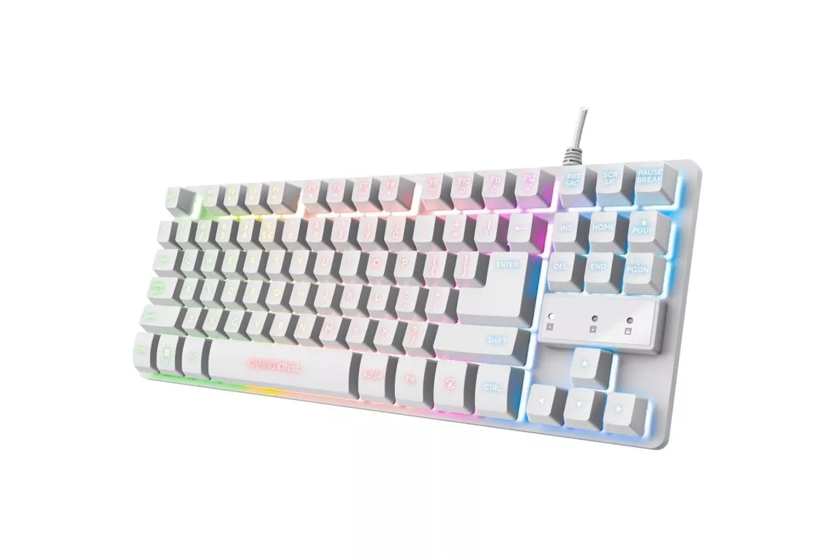 Trust GXT 833W Thado TKL Teclado USB Gaming con Iluminación LED Blanco