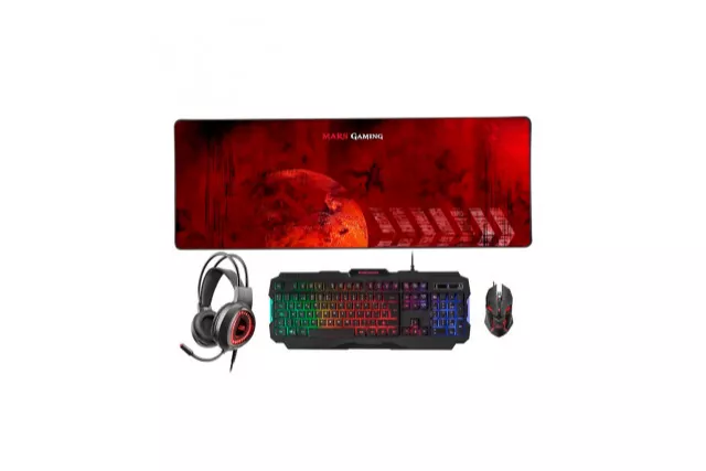 Combo Gaming Teclado + Ratón + Auriculares + Alfombrilla XXL Mars Gaming MCPRGB2