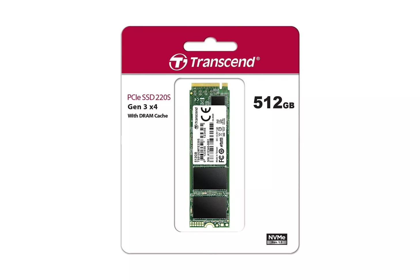 Transcend MTE220S SSD 512GB M.2 NVMe PCIe Gen3 x4