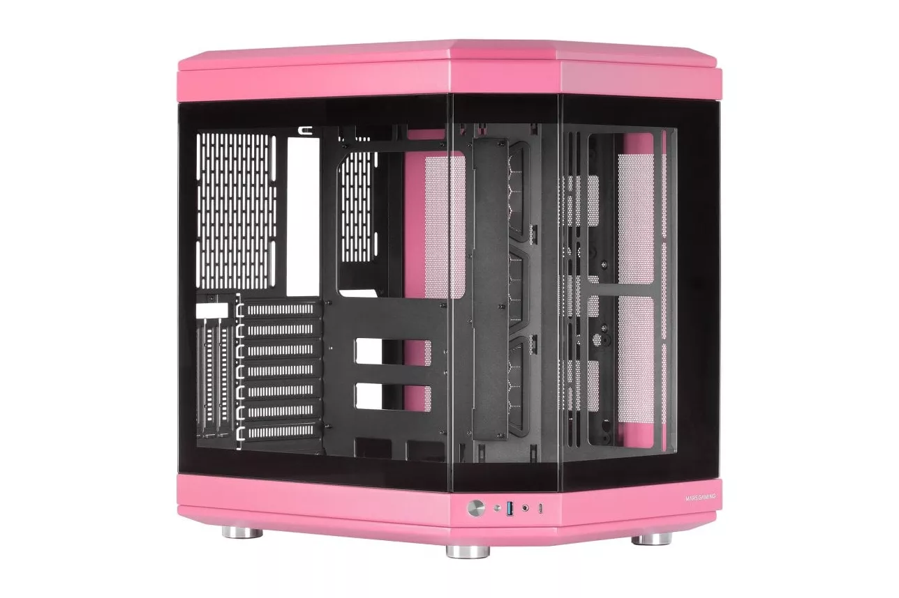 Mars Gaming MC-3T Semitorre ATX Triple Cristal Templado 3x Slots PCI Verticales USB-C 3.0 Rosa