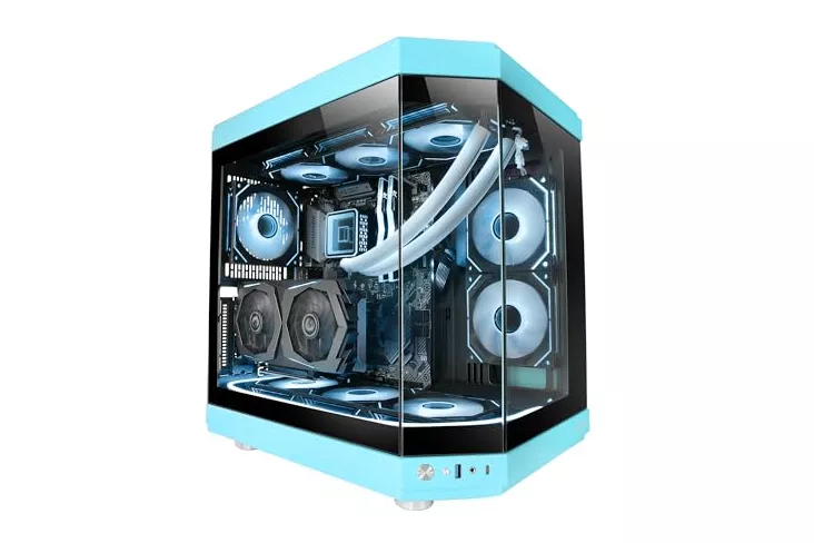 Mars Gaming MC-3T Semitorre ATX Triple Cristal Templado 3x Slots PCI Verticales USB-C 3.0 Azul