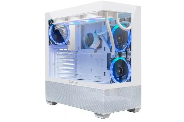 Caja Atx Revelat White + Fuente Atilius 750w 80 + Kit 3 Ventiladores Argb Candy 30 + Aquastorm 360
