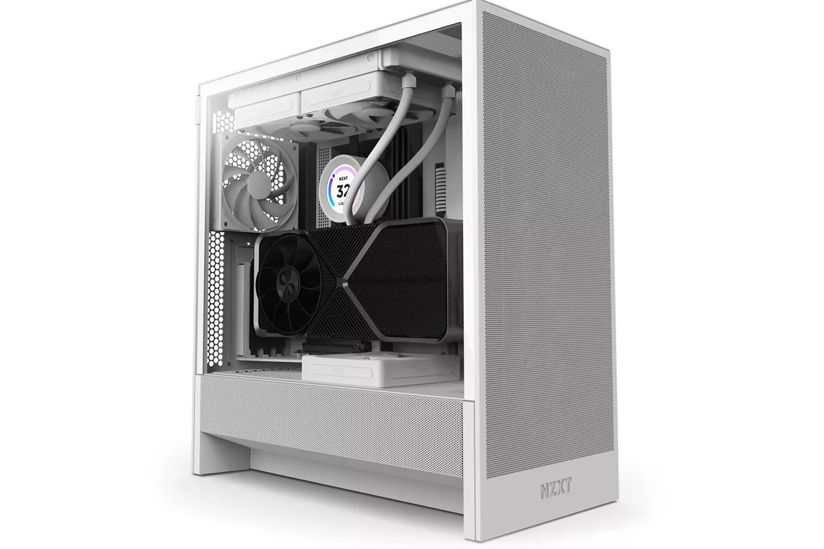 NZXT H5 Flow 2024 Midi Tower E-ATX Cristal Templado USB-C Blanca