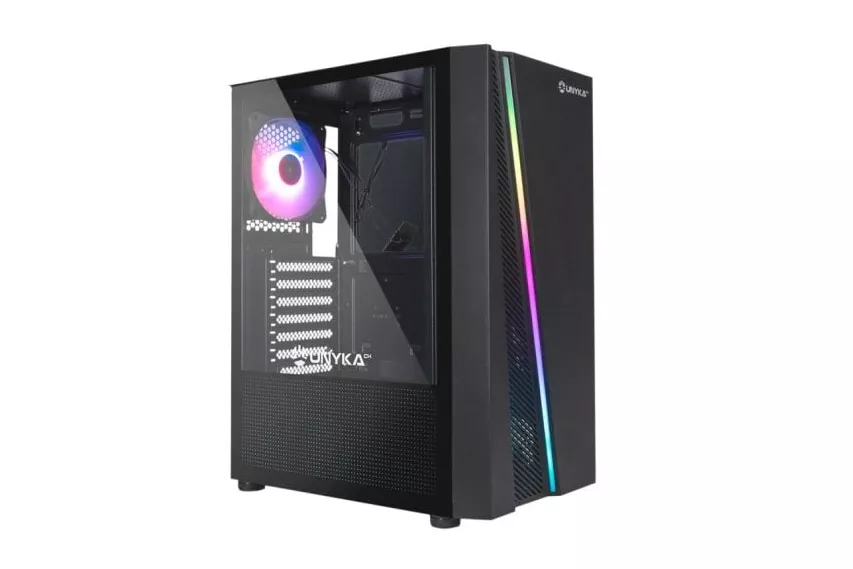 UNYKAch Glayze Caja PC ATX Negra RGB Cristal Templado USB 3.0