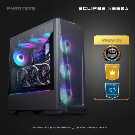 Phanteks G360A DRGB Mid Tower Cristal Templado USB 3.2 Negra