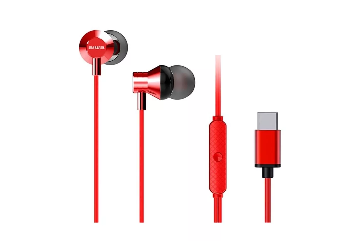 Aiwa ESTM_50USB_C_RD Auriculares Intrauditivos con Micrófono Rojos