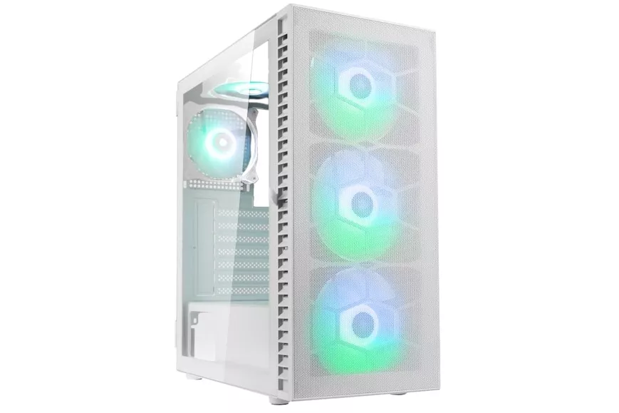 Caja ATX Kolink Observatory HF Mesh ARGB Blanco / Ventiladores Brancas