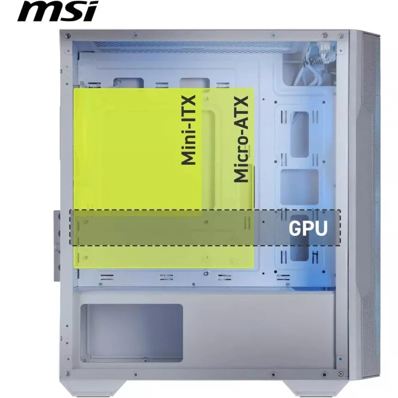 MSI MAG FORGE M100R Semi Torre mATX Cristal Templado USB 3.2 ARGB Blanca