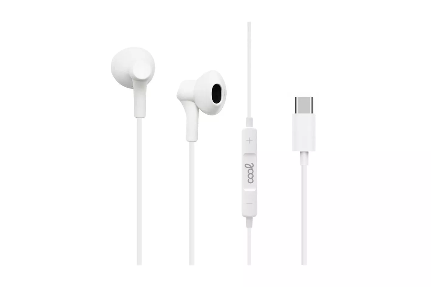Cool Auriculares de Botón Stereo Digital con Micro USB-C Blancos