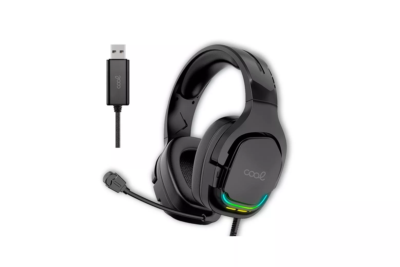 Cool Tuned Auriculares Stereo PC/PS4/PS5/Xbox Gaming LED RGB USB 7.1 Negros