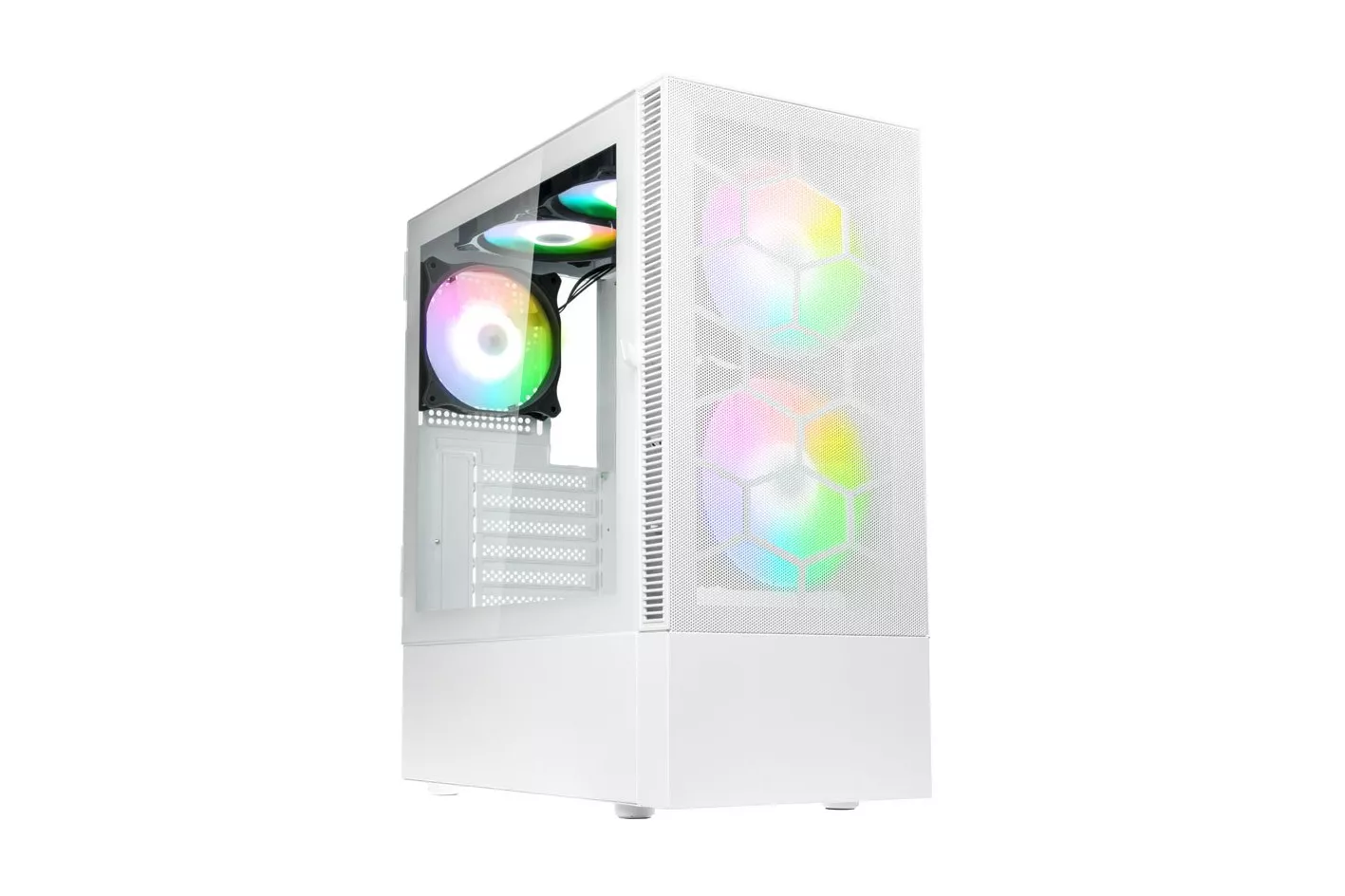 Caja ATX Kolink Observatory MX Mesh ARGB Blanco / Ventiladores Brancas