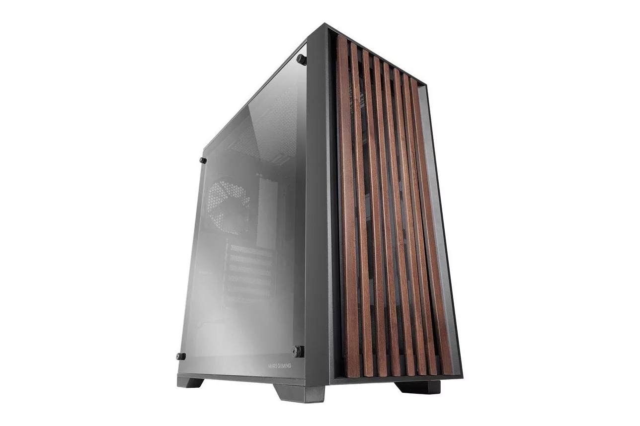 Mars Gaming MC-WOOD Caja PC ATX Panel Frontal de Madera Cristal Cromado Ventilador FDB 12cm Negra