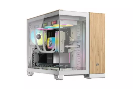 Corsair 2500x Doble | Caja M-ATX Cristal templado Blanco / Bambú