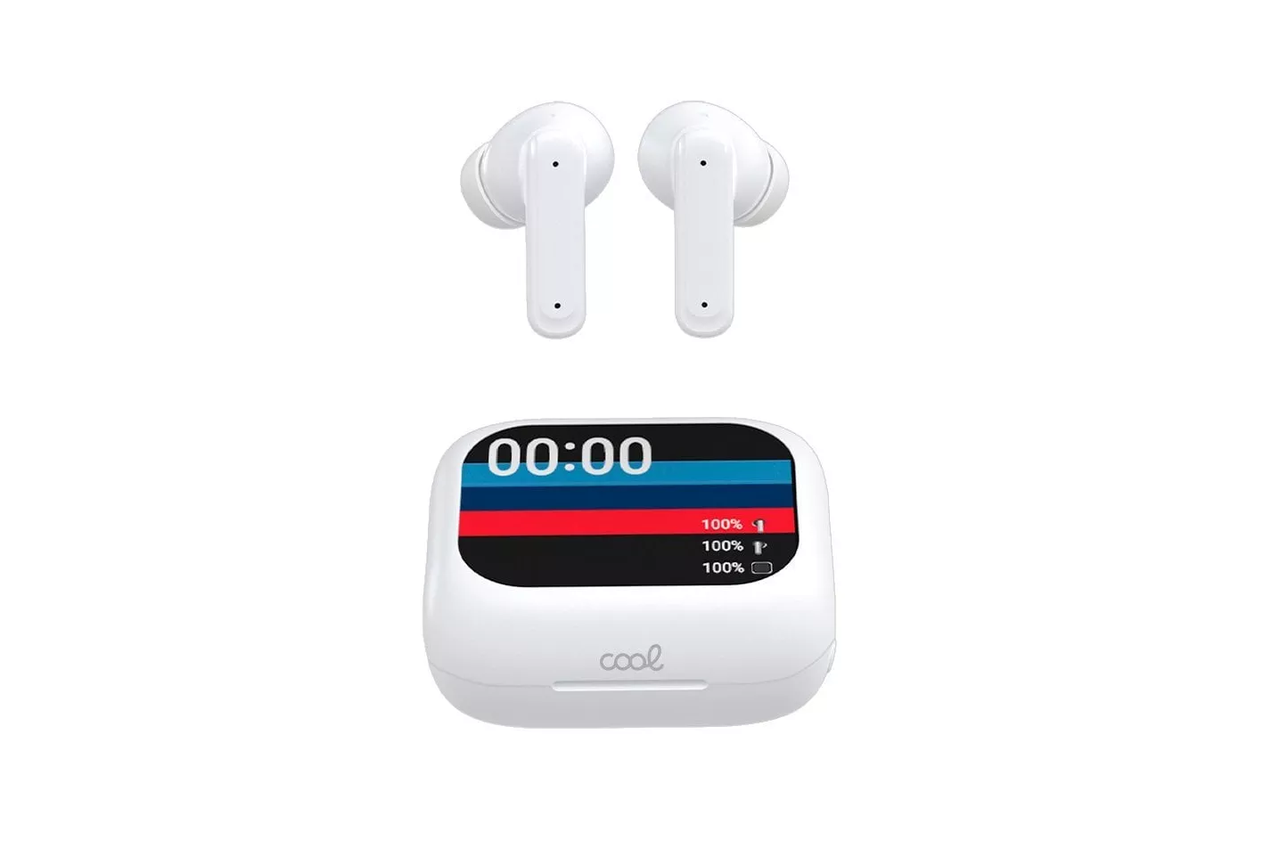 Cool Ambient Auriculares Inalámbricos Stereo Bluetooth ANC con pantalla LCD Blancos