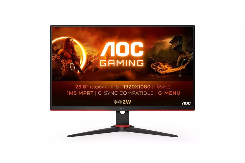 Aoc - Monitor PC Gaming 24' (60,5 cm) AOC 24G2SPU/BK 165 Hz, Full HD IPS, FreeSync Premium (Reacondicionado a estrenar).