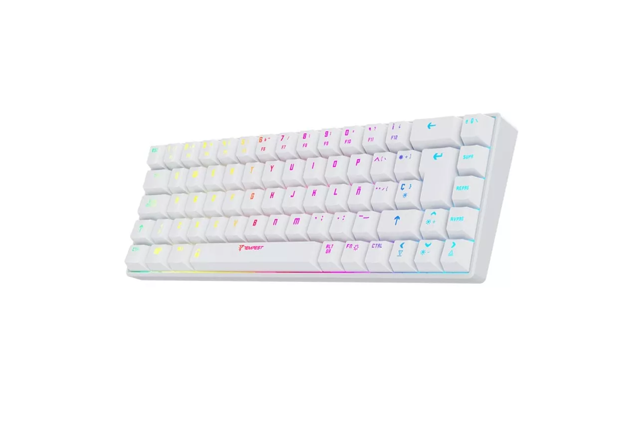 Tempest K20 Beast Teclado Mecánico Inalámbrico Gaming RGB TKL Mini Blanco