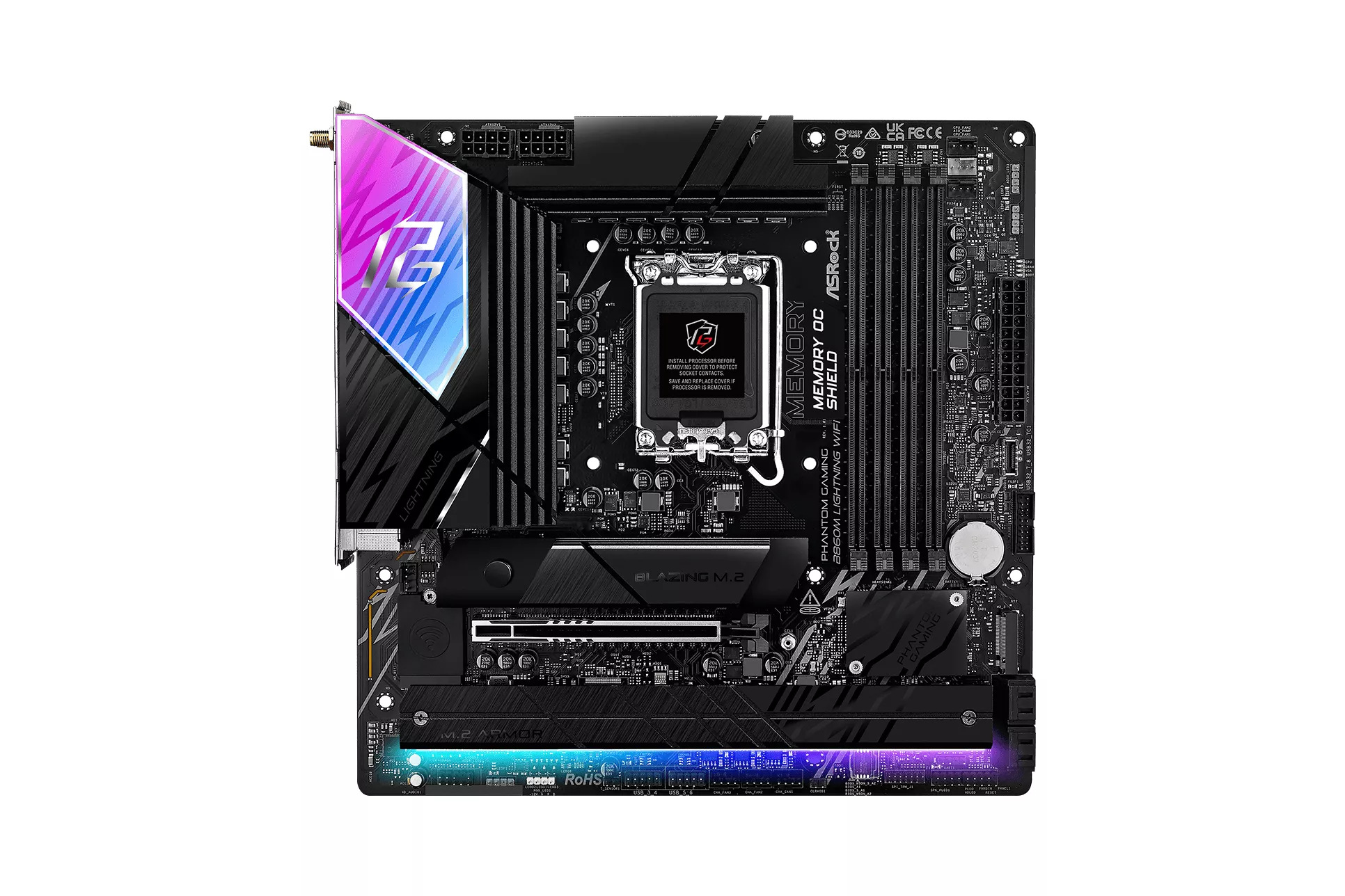 Asrock B860M Lightning | WiFi 6E Bluetooth 5.3 | DDR5 | MicroATX | Placa Base Intel 1851