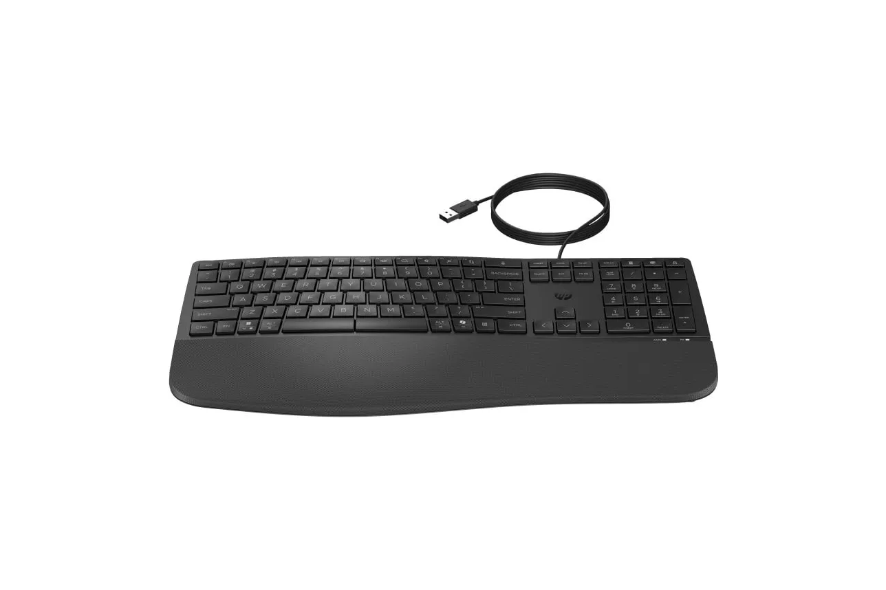 HP 480 Comfort Teclado con Cable Ergonómico Negro