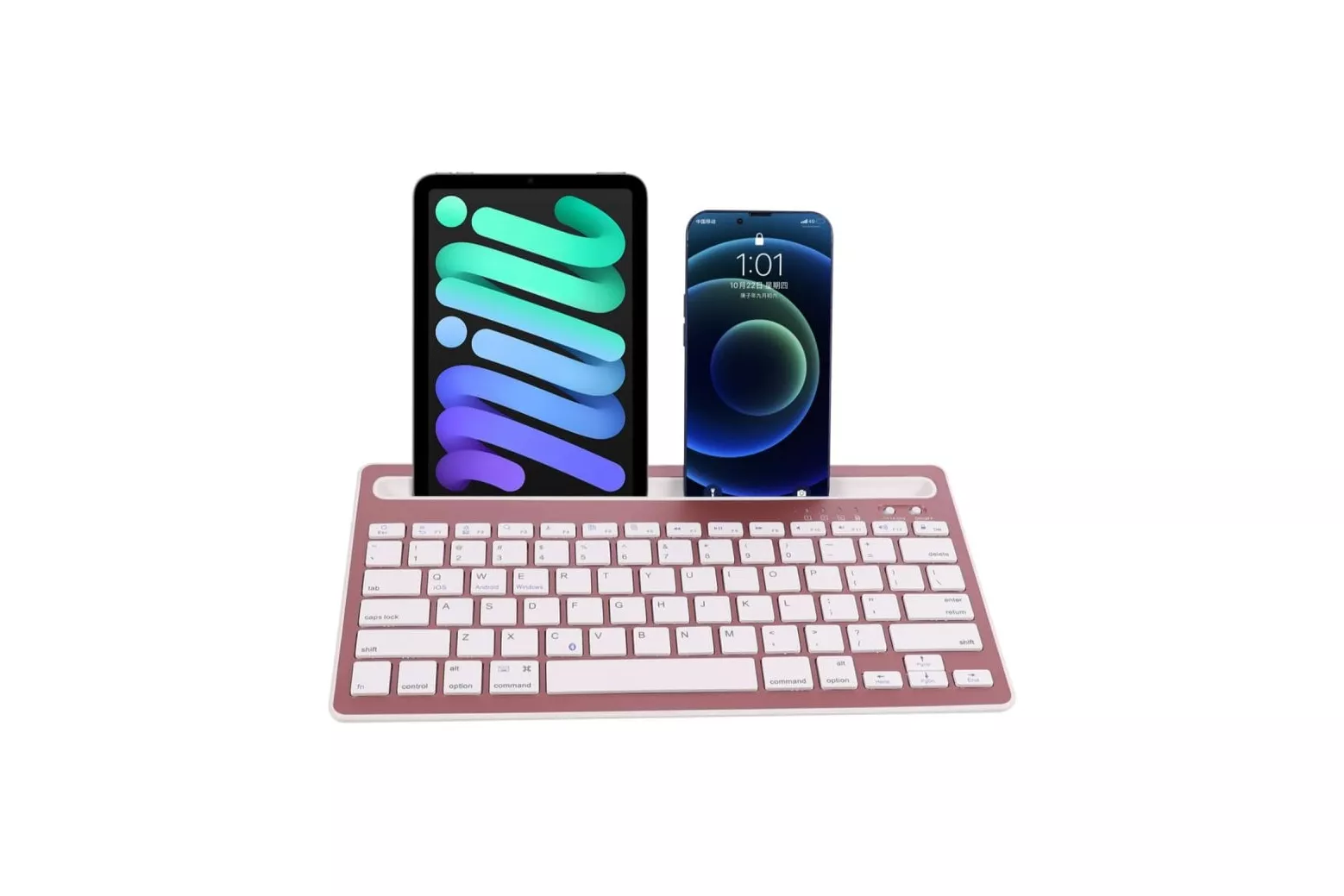 Klack Teclado Multidispositivo Recargable Bluetooth de 2 Canales en Español (Incluye Ñ) Rosa
