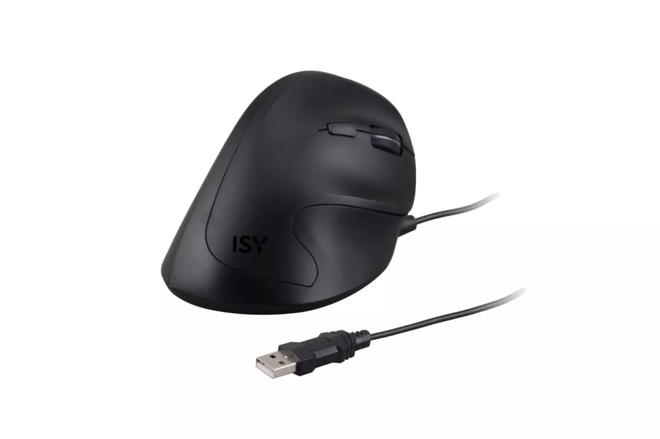 ISY Iem-2000 Ratón Ergonómico 5 Botones con Cable Sensor Óptico hasta 3200 DPI Negro