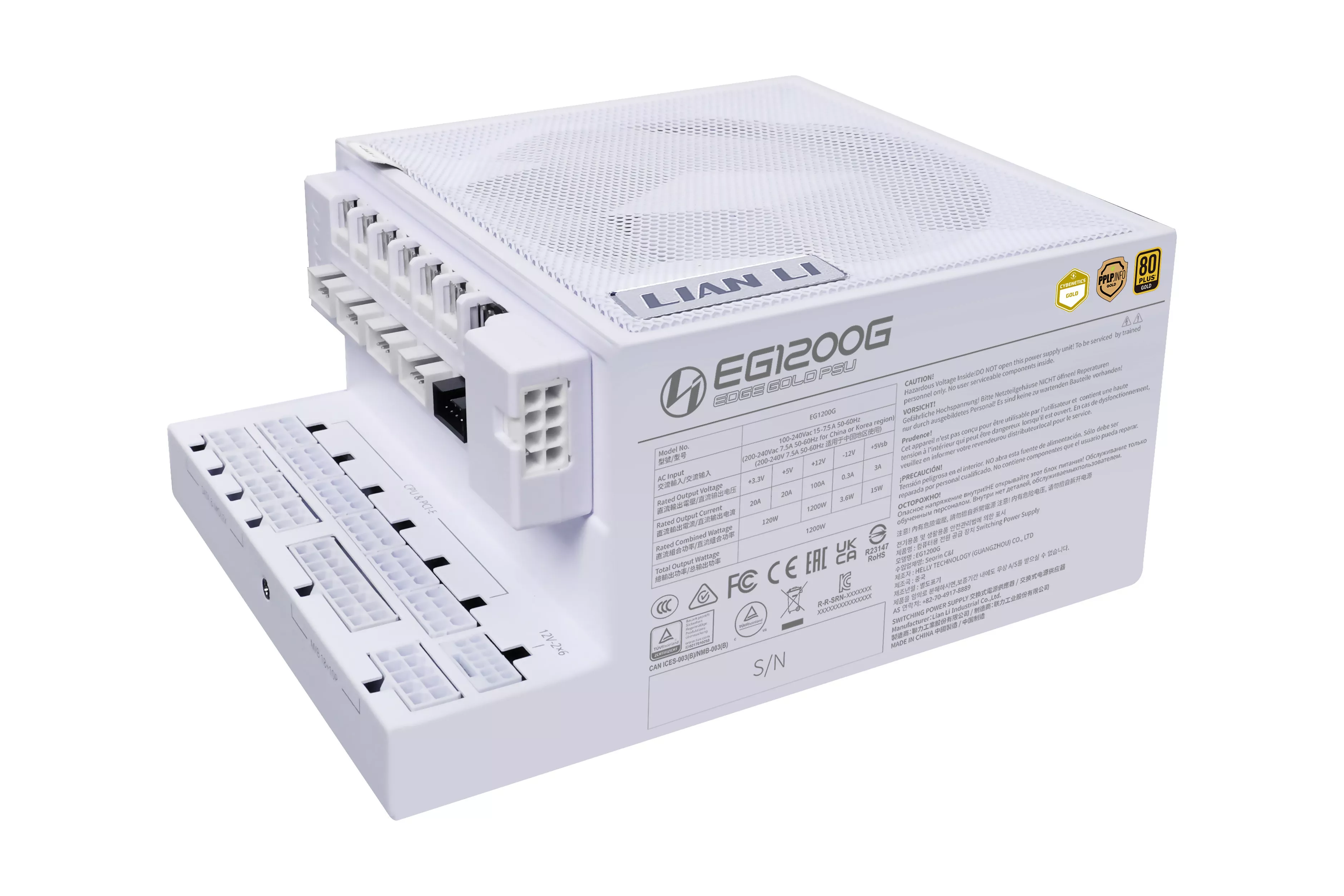 Fuente Modular Lian Li Edge 1200W 80+ Gold Blanca